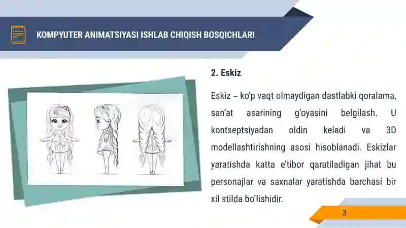 KOMPYUTER ANIMATSIYASI ISHLAB CHIQISH BOSQICHLARI 3