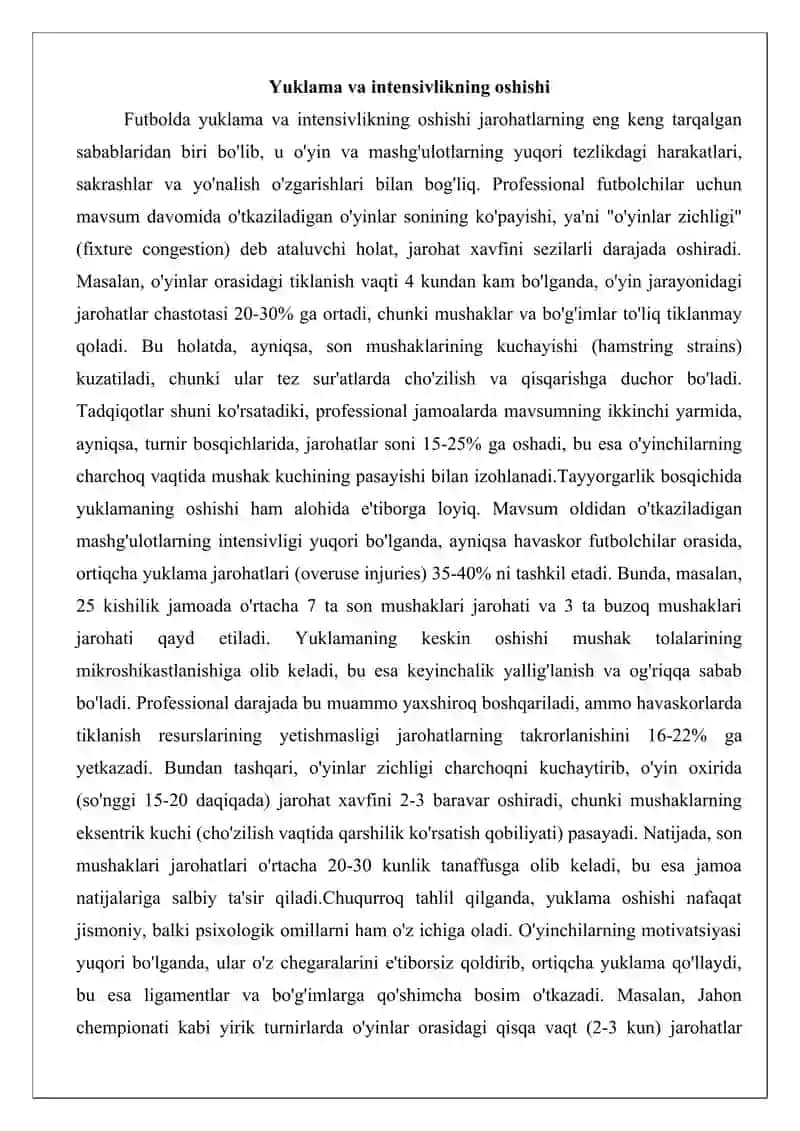 Futbolda jarohatlarning oldini olish va tibbiy nazorat 3