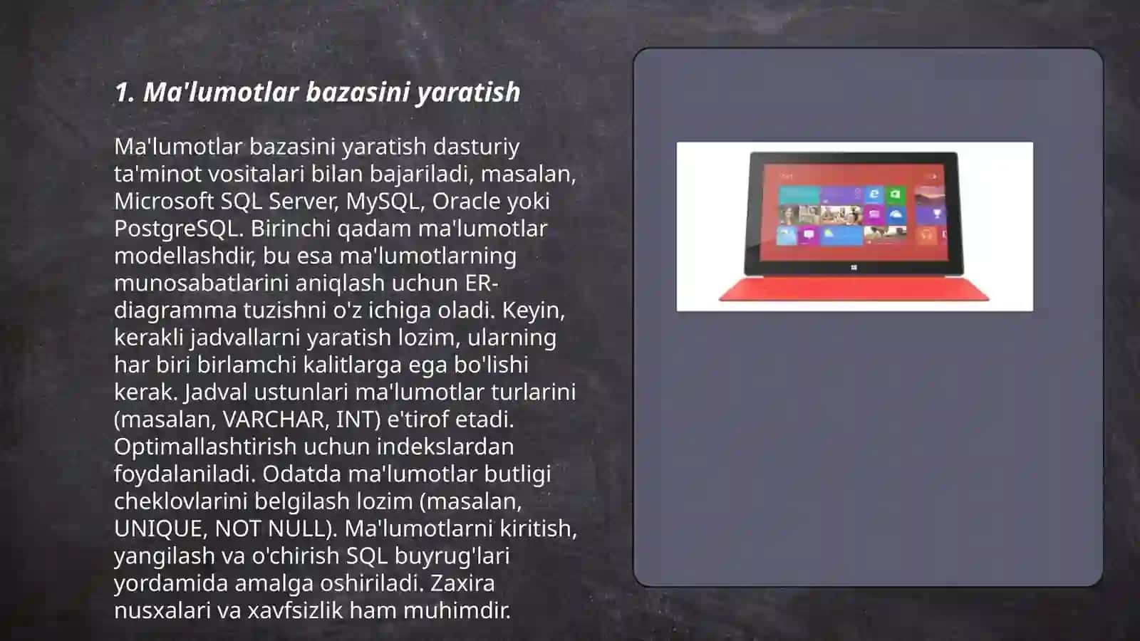 Microsoft Acces ilovasidan sohada foydalanish 3
