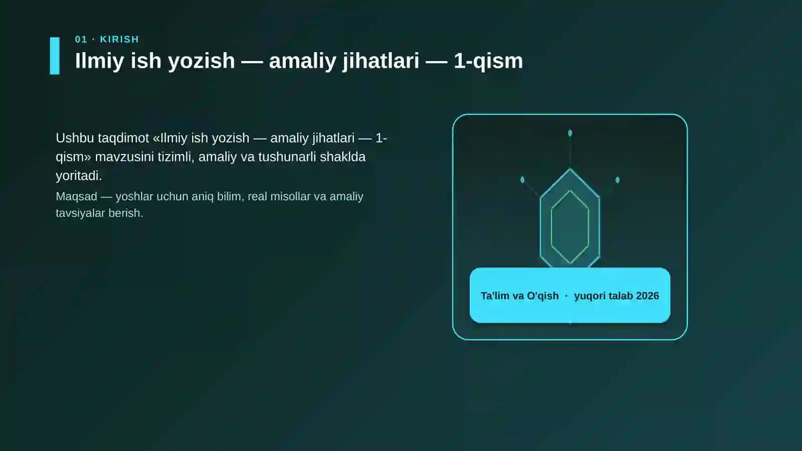 Ilmiy ish yozish — amaliy jihatlari — 1-qism 3