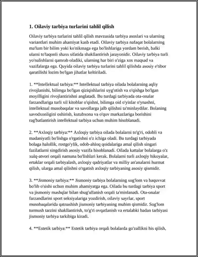 Oilaviy tarbiya turlarini tahlil qilish 3