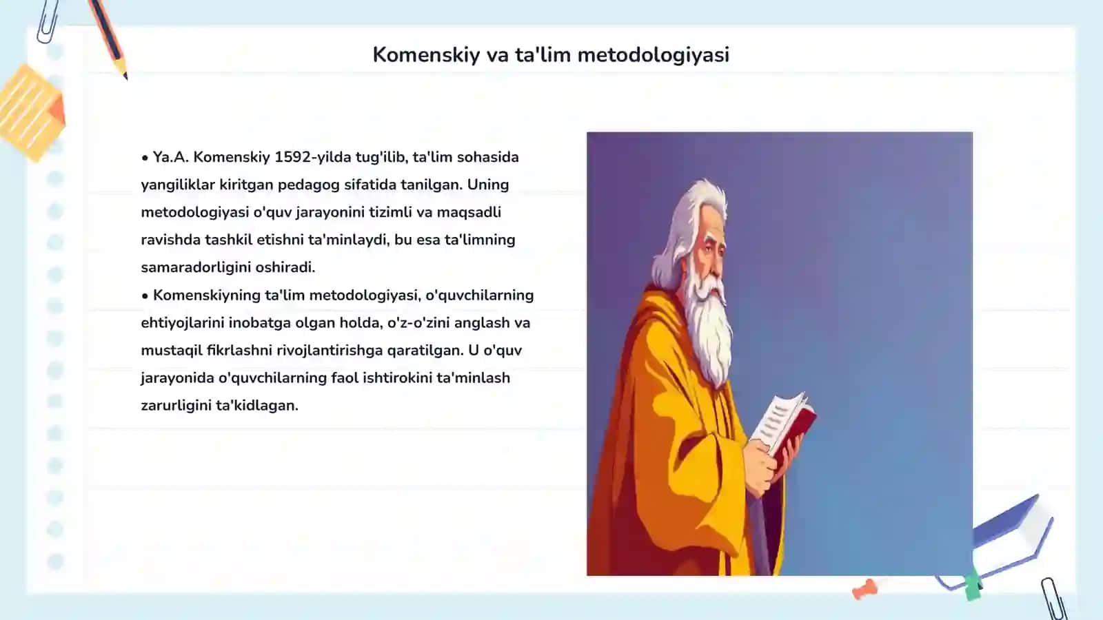 Ya.A.Komenskiy ta'lim nazariyasi 3