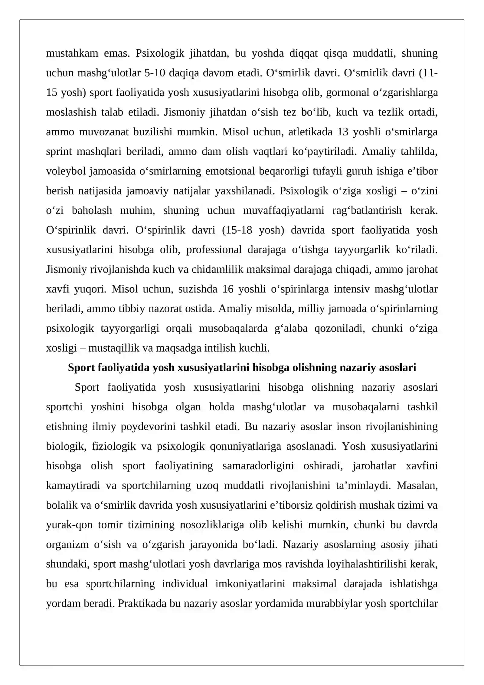 Sport faoliyatida yosh xususiyatlarini hisobga olish 3