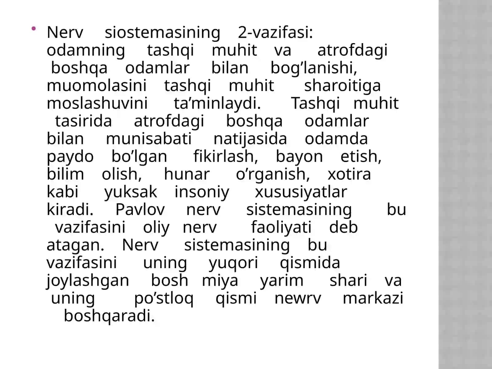 Nerv sistemasining tuzilishi va faoliyati 3