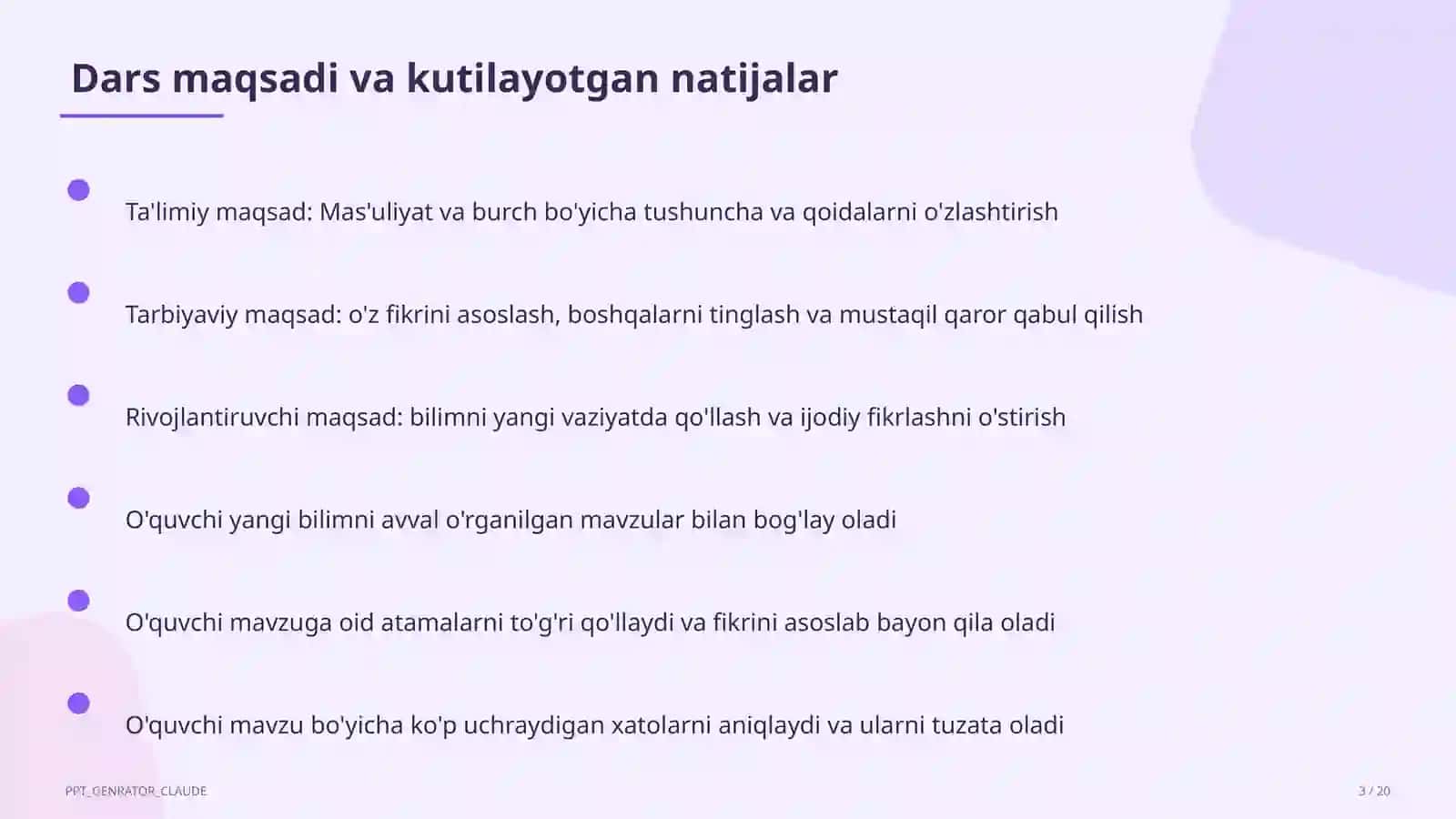 Mas'uliyat va burch (6-sinf) 3