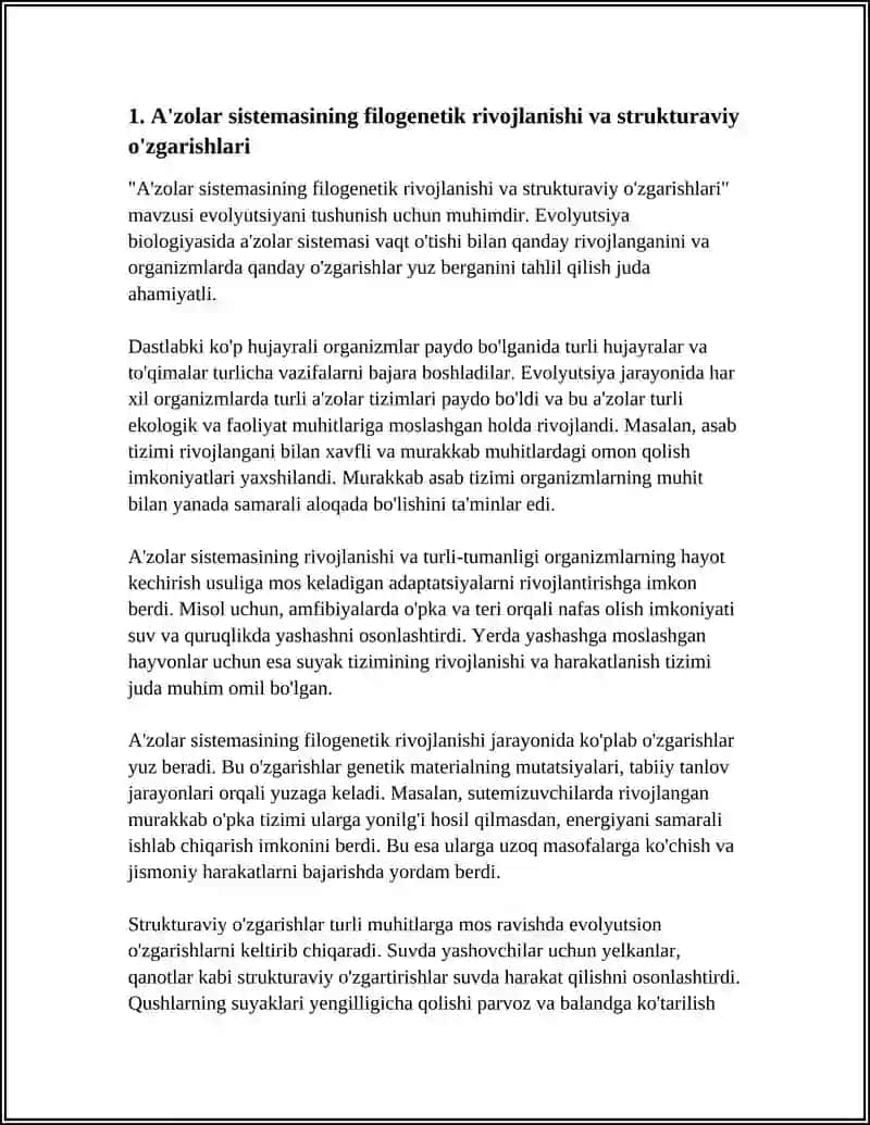 A'zolar Sistemasi Evolyutsiyasi 3