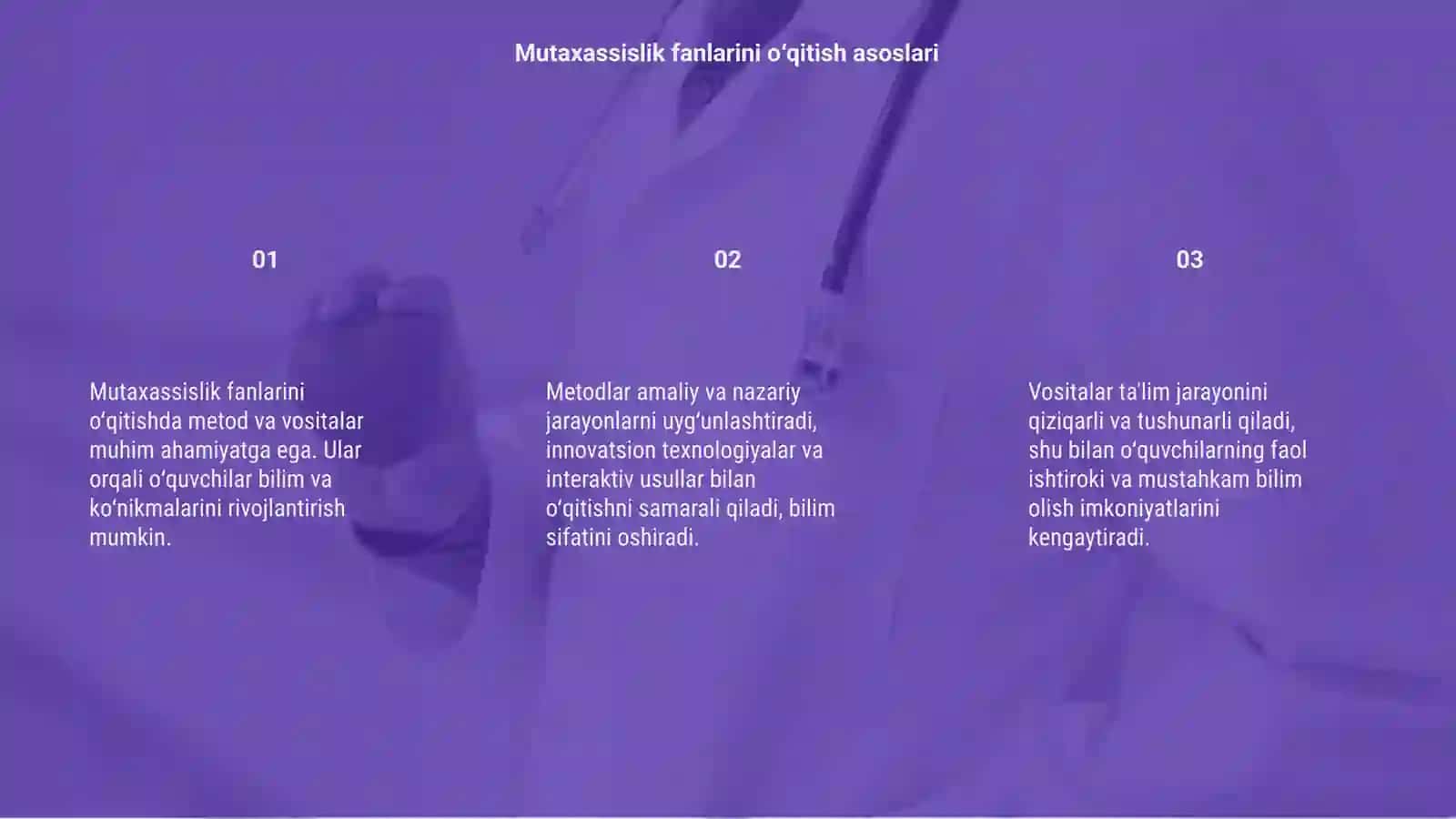 Mutaxassislik fanlarini o‘qitish metod va vositalari 3