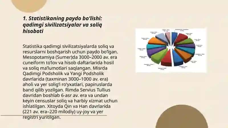 Statistikaning paydo bo'lishi va rivojlanishi 3