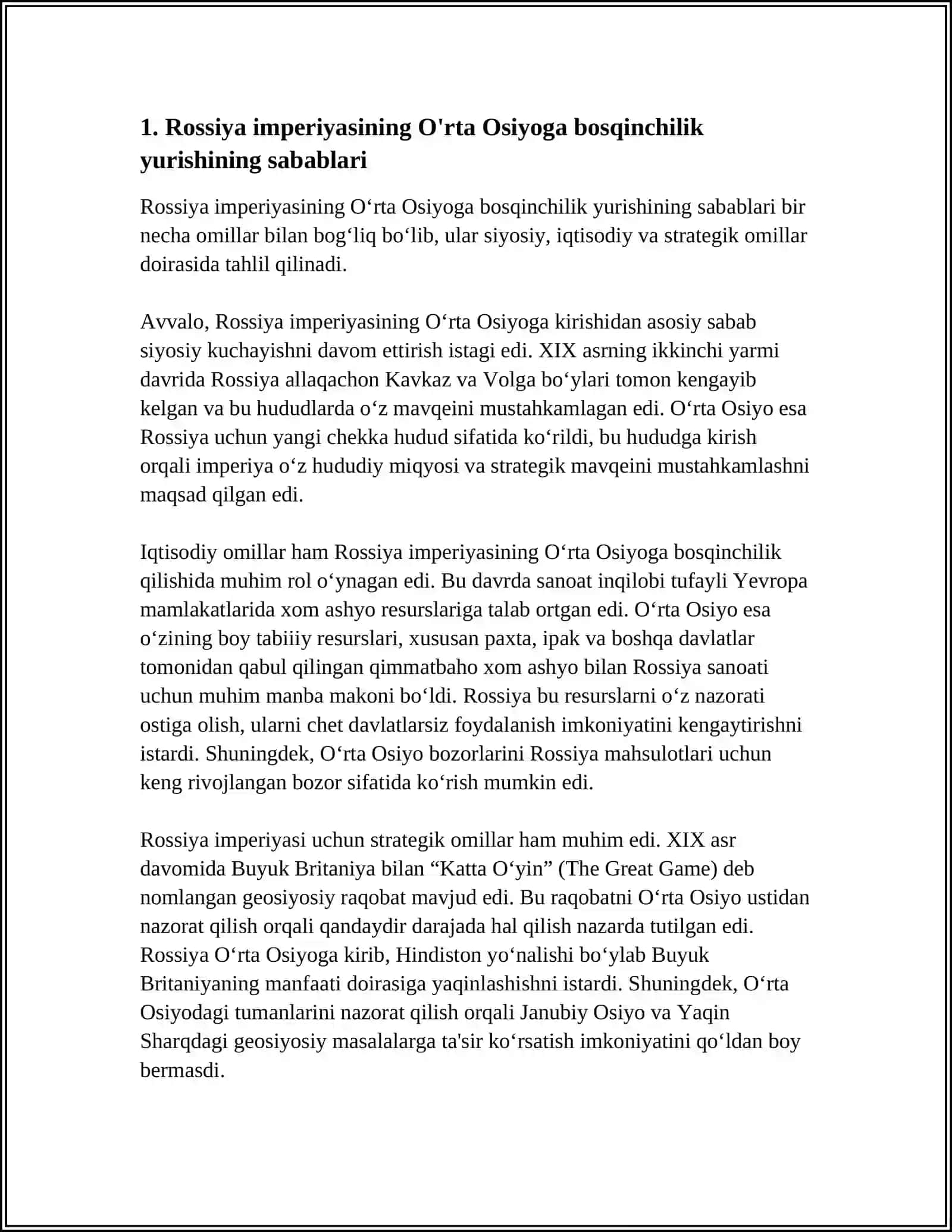 ROSSIYA IMPERIYASINING O'RTA OSIYOGA HARBIY YURISHI 3