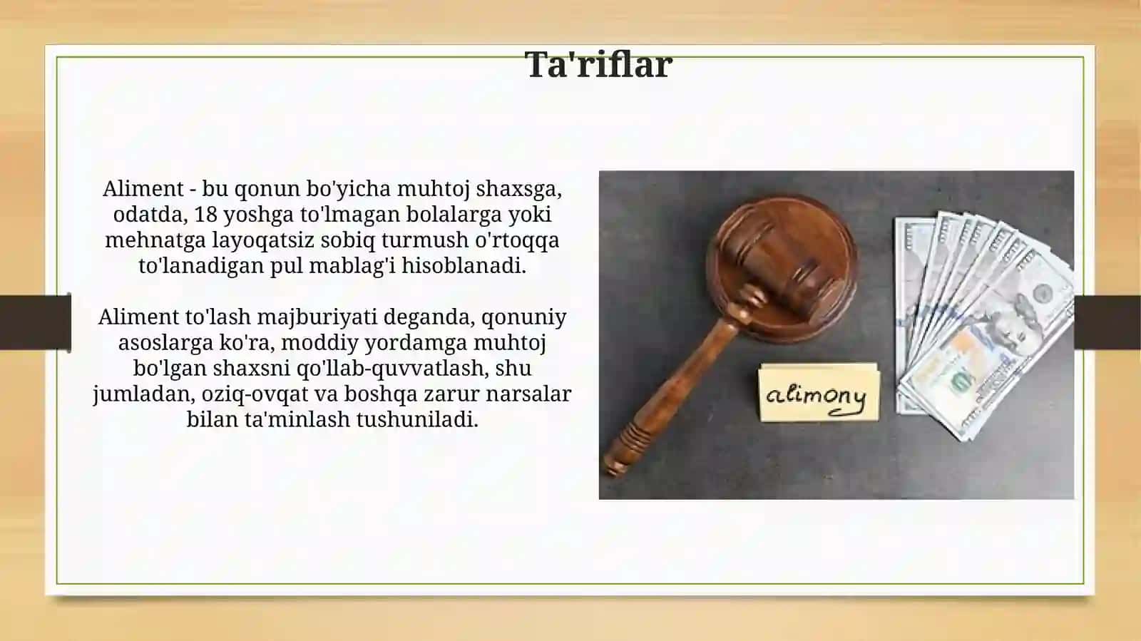 Aliment to'lash majburiyatlari va miqdori 3