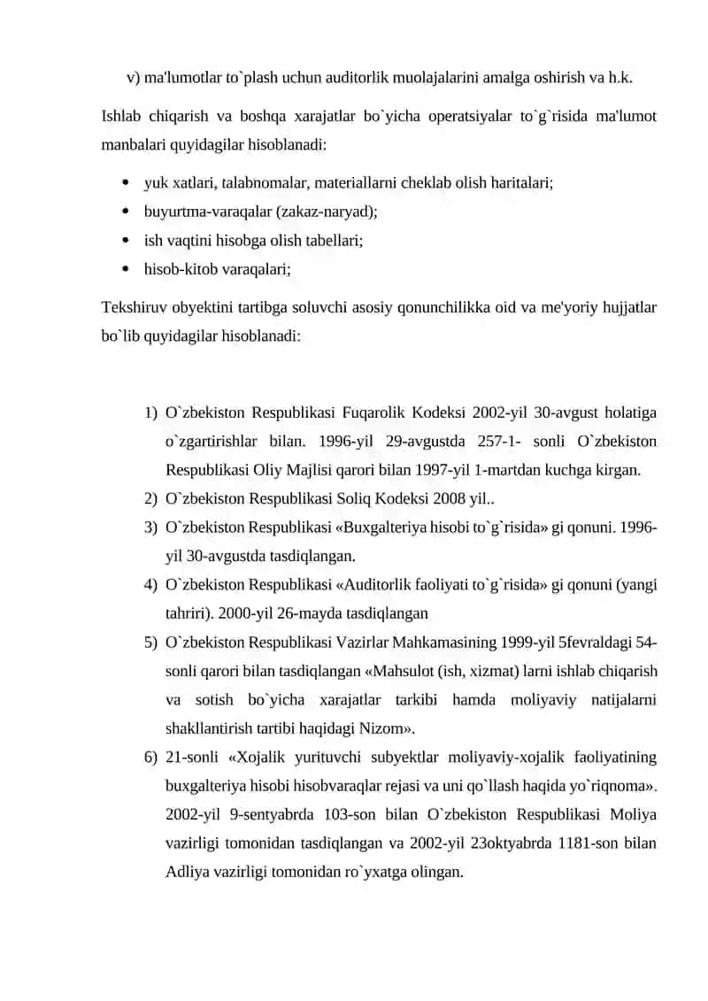 Ishlab chiqarish xarajatlari auditi 3