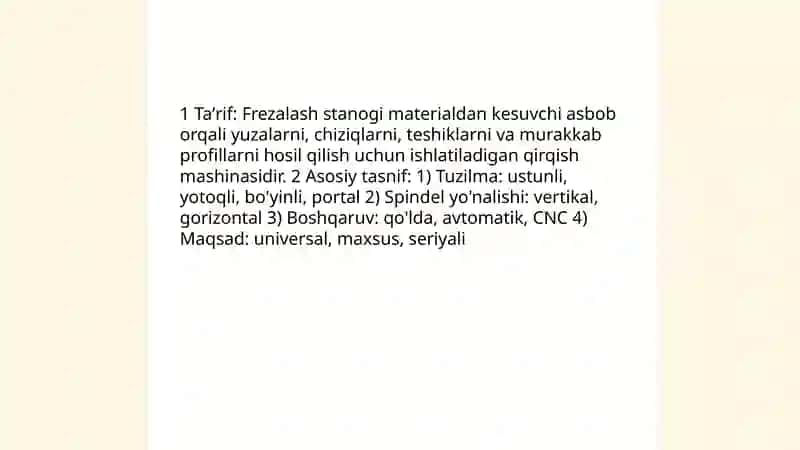 Frezalash Stanoklari va ularning turlari 3