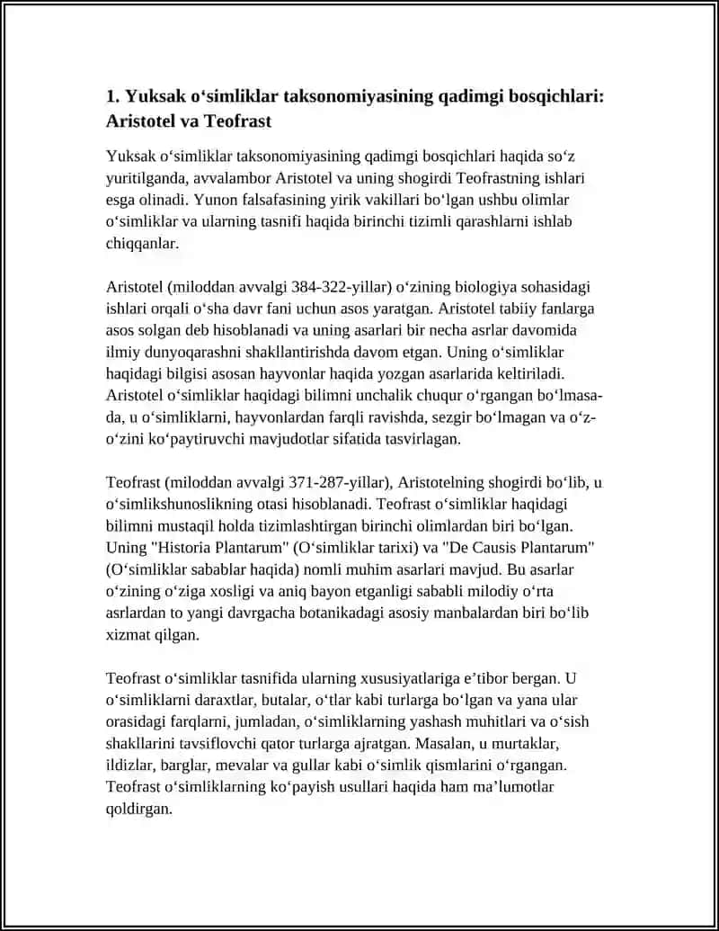 YUKSAK OʻSIMLIKLARNING TAKSONOMIK TARIXI 3