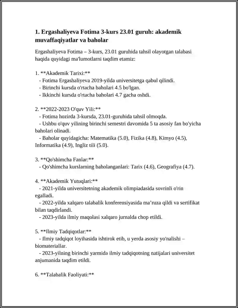 Ergashaliyeva Fotima 3-kurs 23.01 Guruh 3