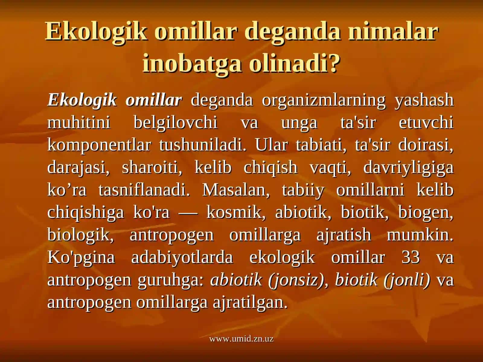 Ekologiya va Biologiya 3