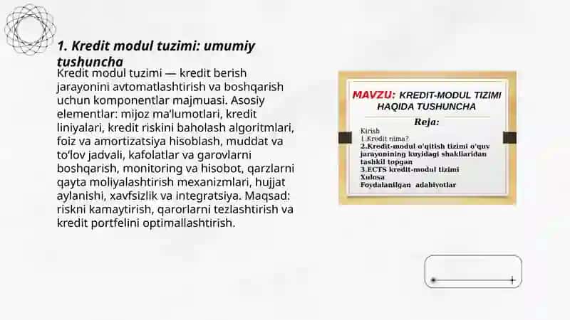 Kredit modul tuzimi haqida tushuncha 3