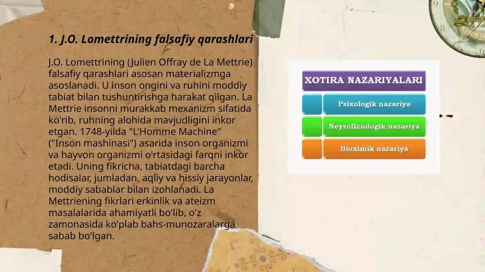 J. O Lomettri,I.O.Byuffon nazariyalari 3