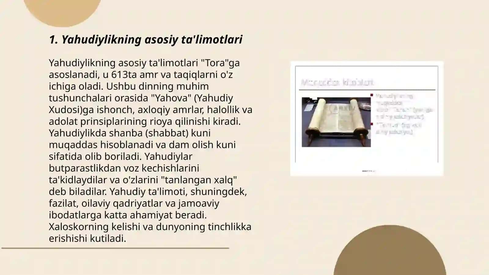 Yahudiylik ta'limoti, an'ana va marosimlari 3