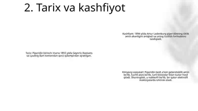 Piperidin Va Uning Kimyoviy Xossalari 3