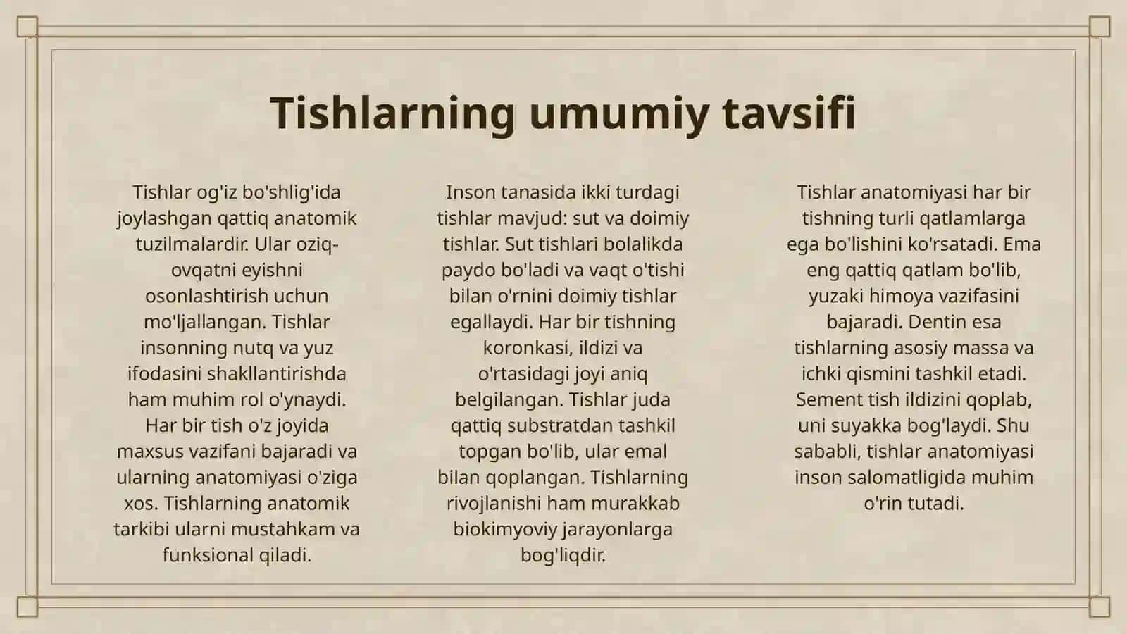 TISHLARNING ANATOMIK TUZILISHI 3