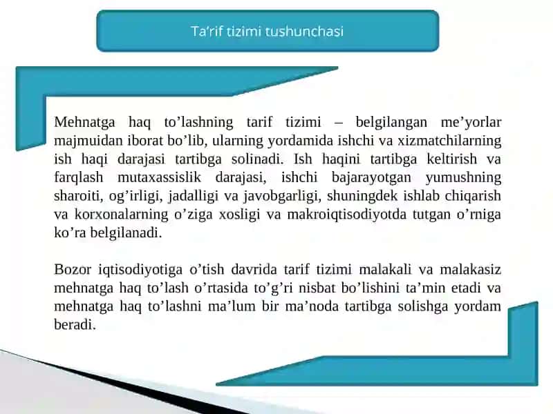 Mehnatga haq to'lashning tarif tizimi 3