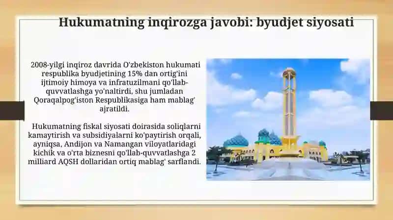 2008-yilgi Jahon Moliyaviy Inqirozining O'zbekistonga Ta'siri 3
