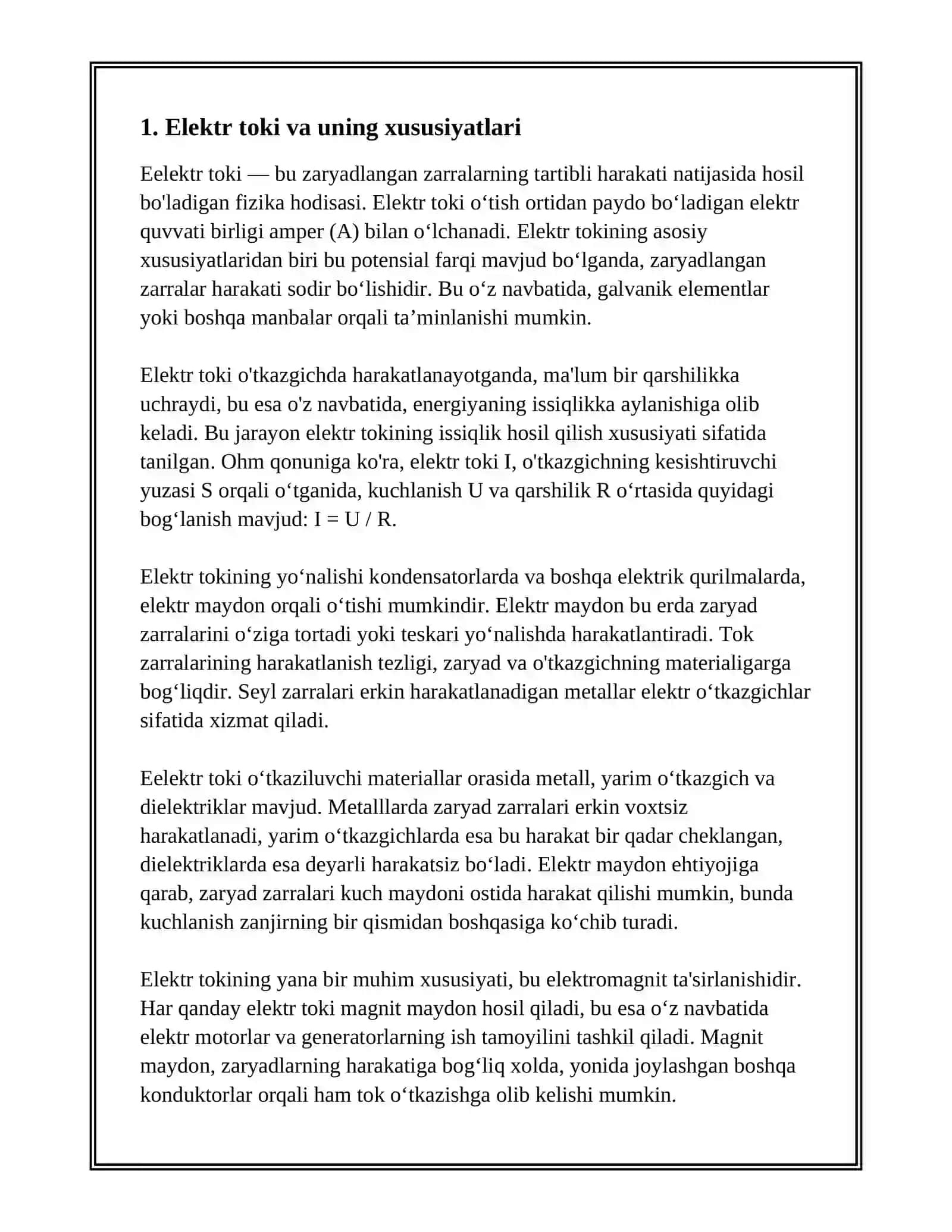 ELEKTROTEXNIKANING ASOSIY TUSHUNCHALARI 3