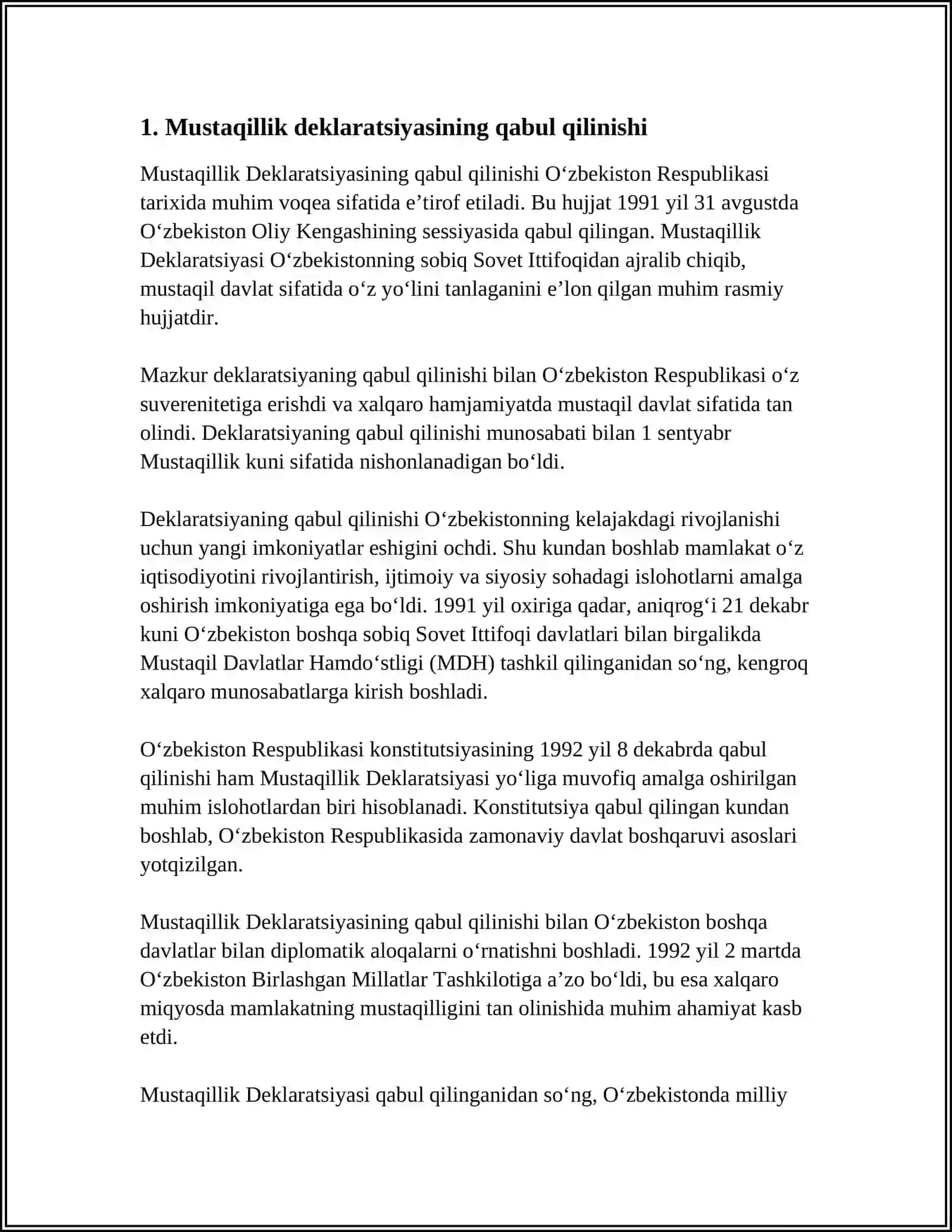 MUSTAQIL O'ZBEKISTON RESPUBLIKASINING TASHKIL TOPISHI 3