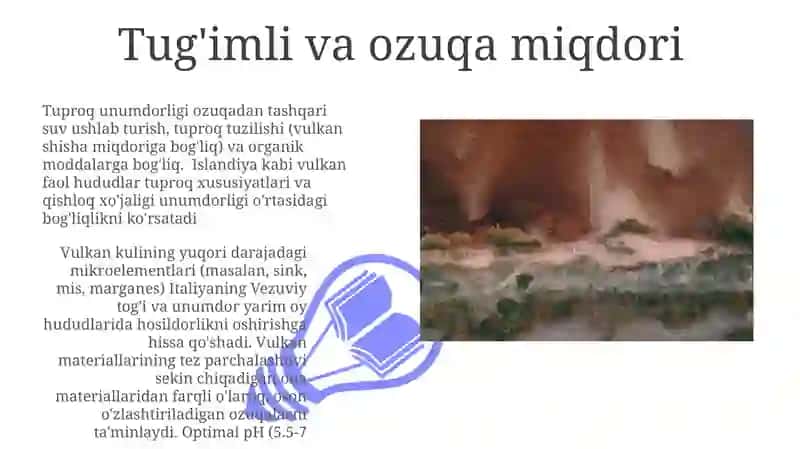 Vulkanogen tuproqlar haqida 3