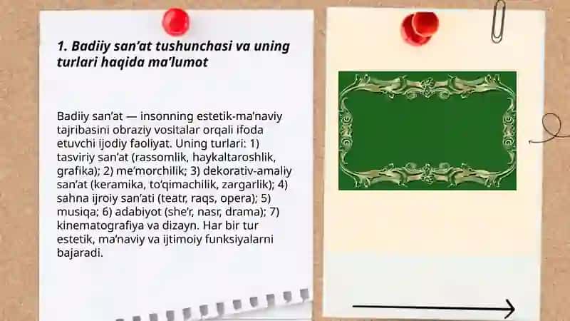 Badiiy san’atlar haqida ma’lumot berish 3