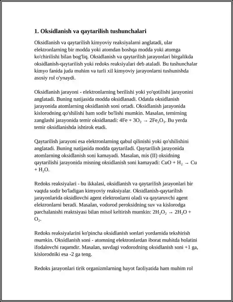 OKSIDLANISH QAYTARILISH REAKSIYASI 3