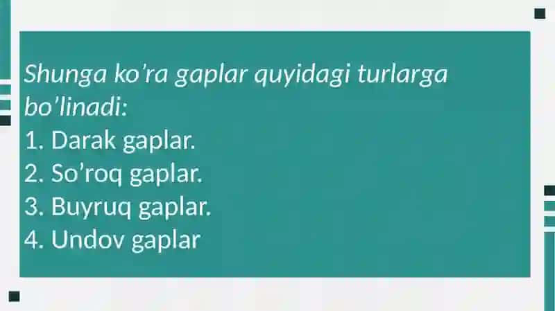 Gapning ifoda maqsadi ko'raturlari 3