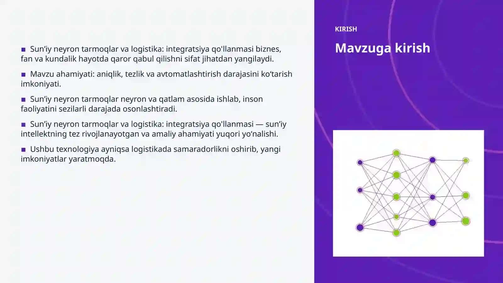 Sunʼiy neyron tarmoqlar va logistika: integratsiya qo'llanmasi 3