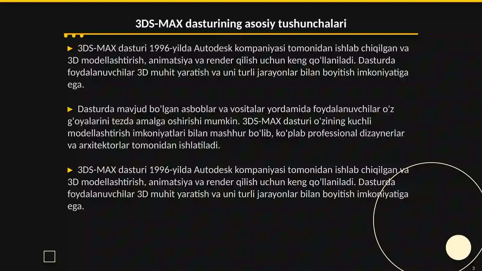 3DS-MAX dasturida turli jarayonlarni modellashtirish 3