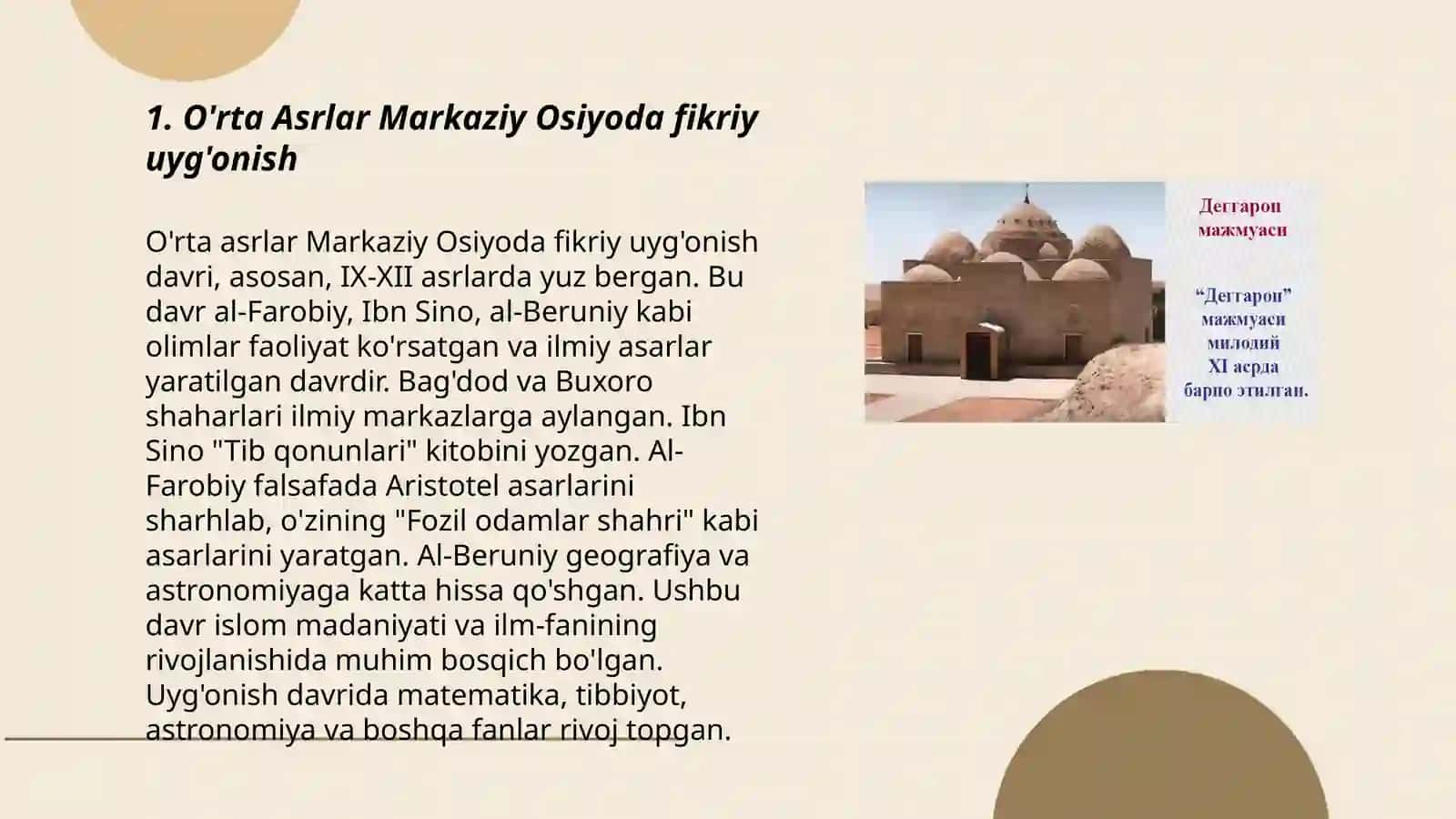 O'rta Asrlar Markaziy Osiyoda fikriy uyg'onish 3