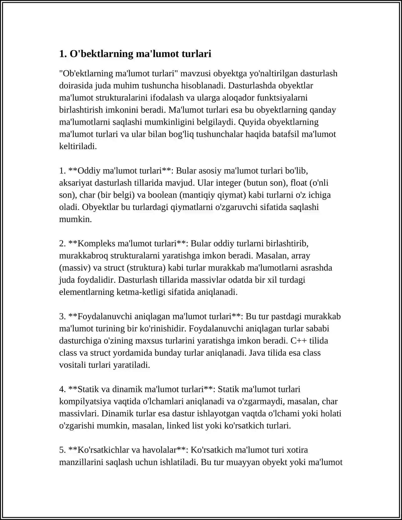 O'BEKTLAR MASSIVI BILAN ISH YURITISH 3