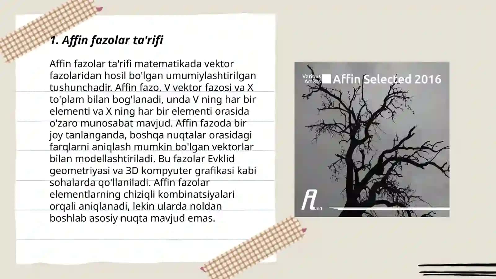 Affin fazo va affin koordinatalar sistemasi 3