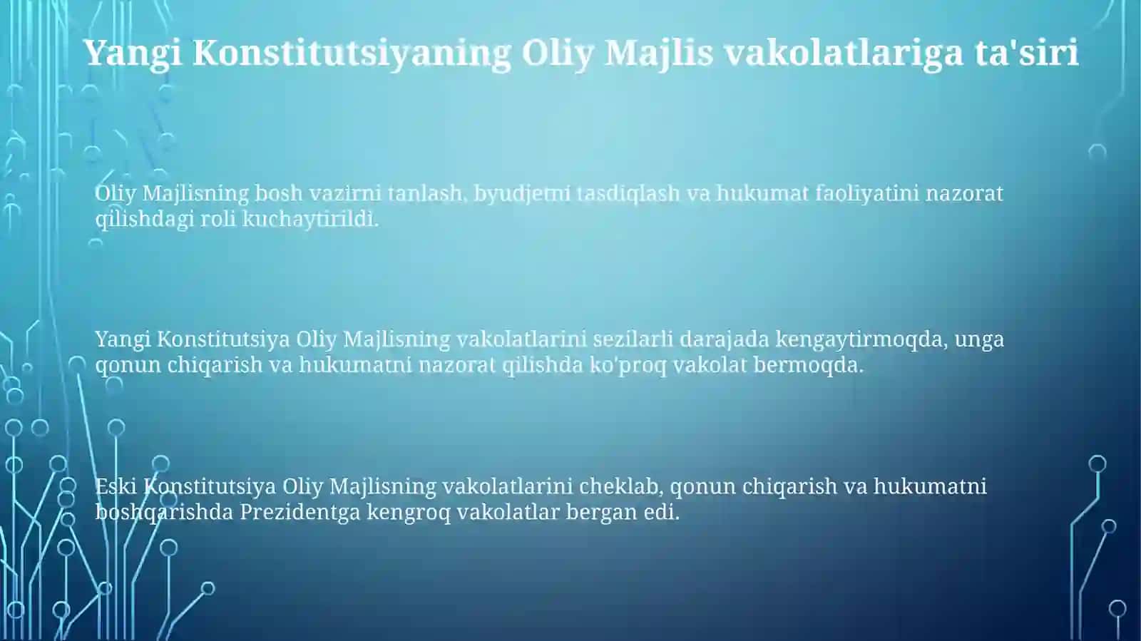 Yangi Konstitutsiyada Oliy Majlisning vakolatlari 3