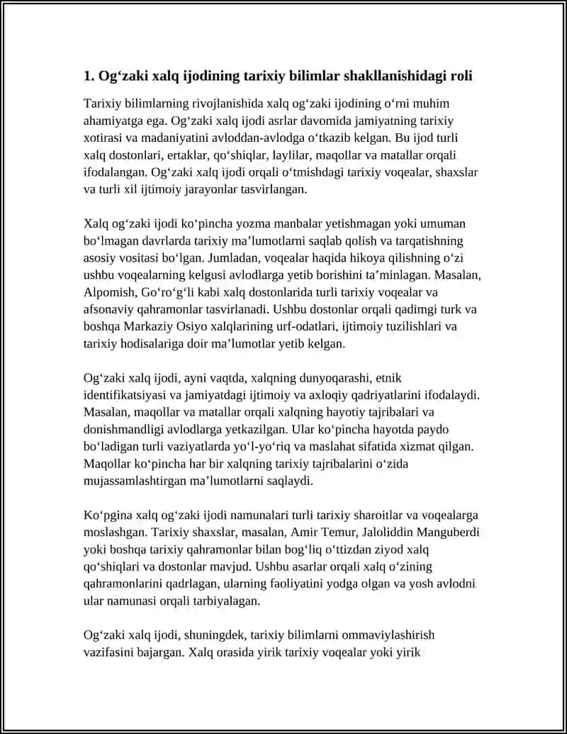 Ogʻzaki xalq ijodining tarixiy bilimlar shakllanishidagi roli 3