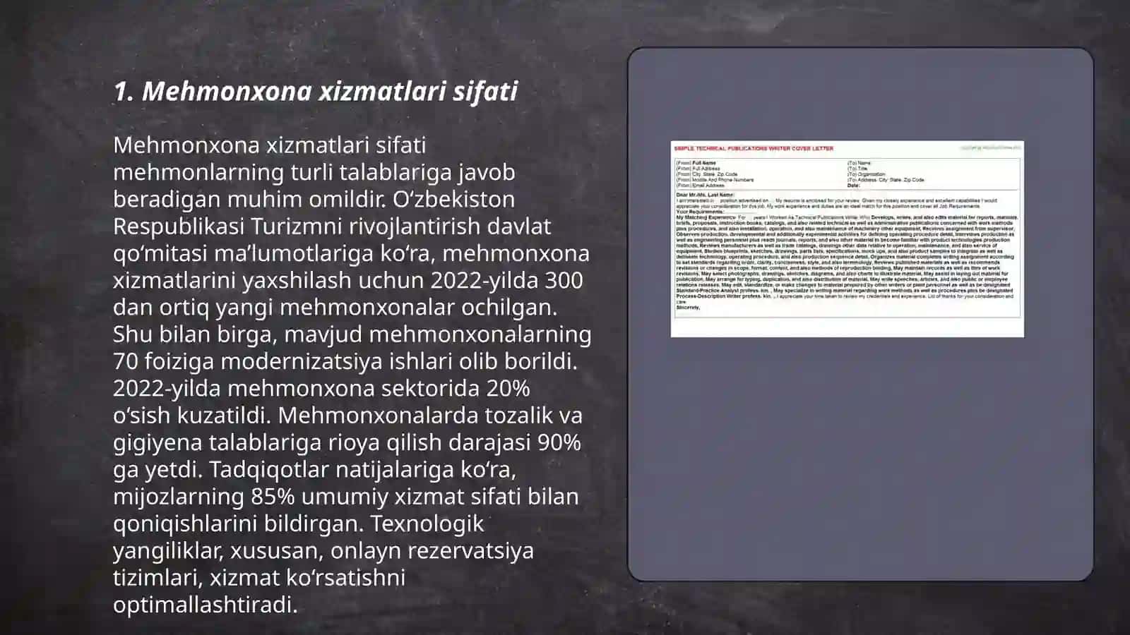 Mehmonxonada xizmatlarni baholash va boshqarish 3