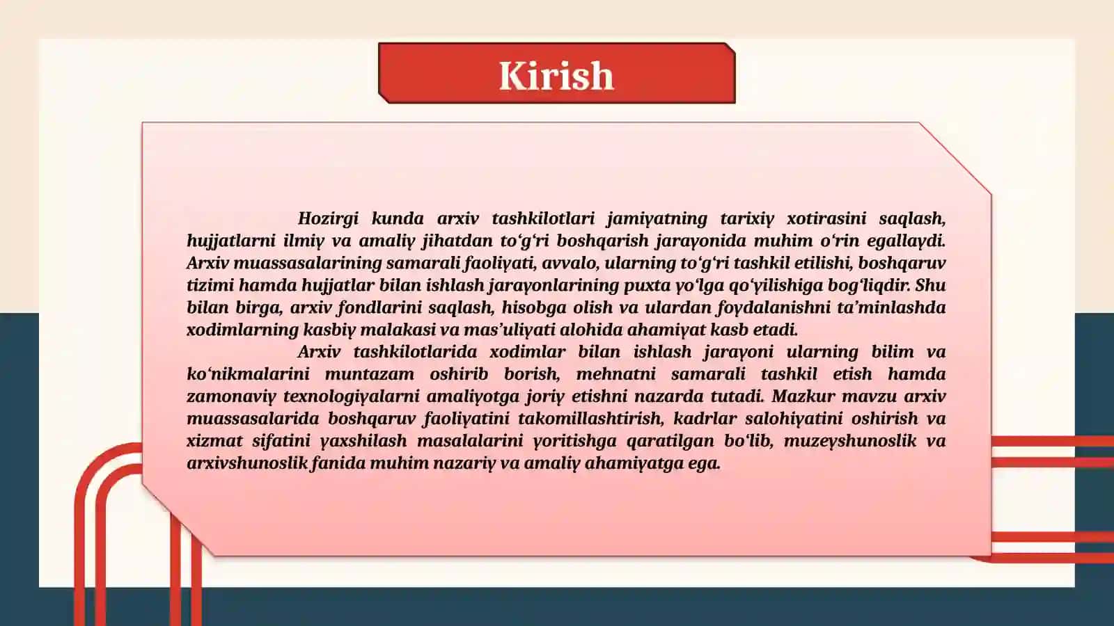 ARXIV TASHKILOTLARI FAOLIYATINI TASHKIL QILISH VA XODIMLAR BILAN ISHLASH 3
