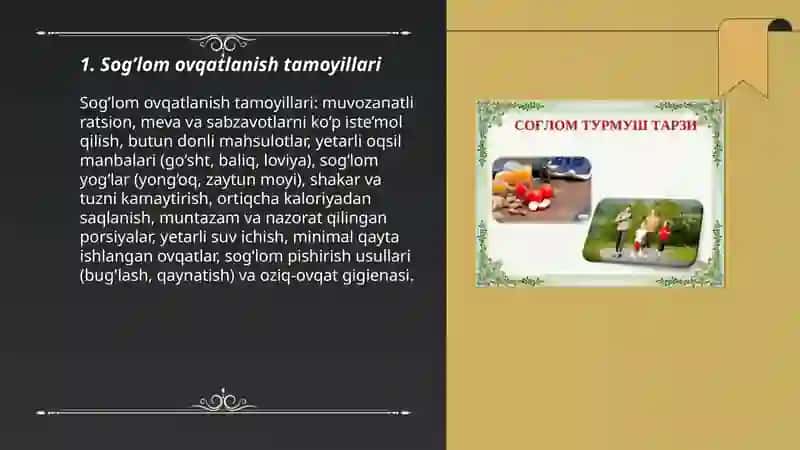 Sog’lom turmush tarziga o’rganish 3