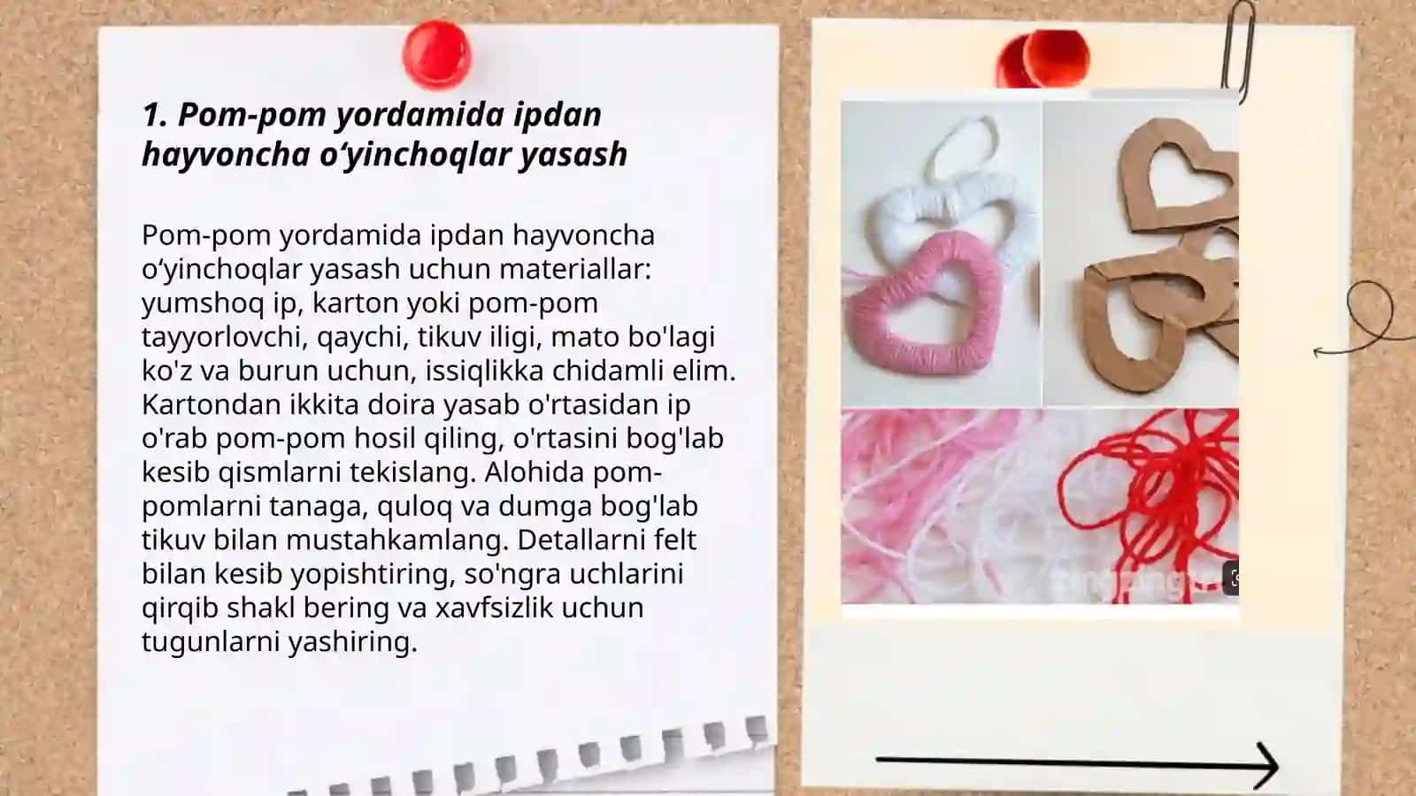 Pom-pom yordamida ipdan hayvoncha oʻyinchoqlar yasash 3