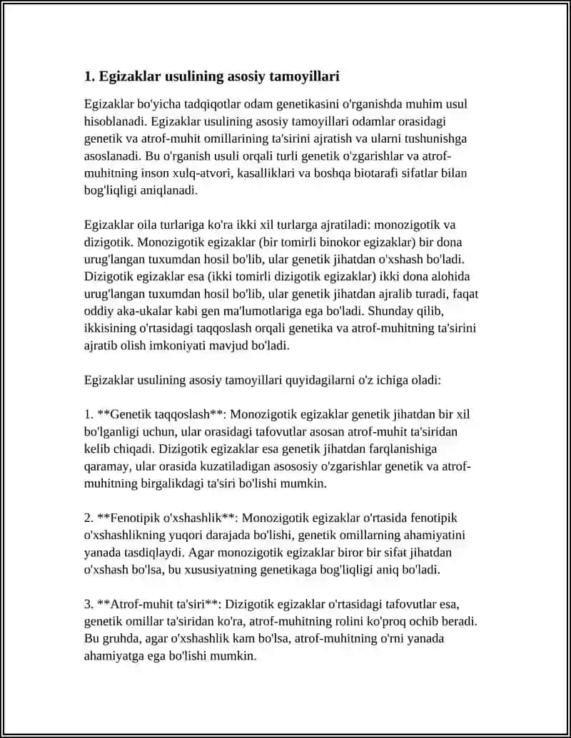 ODAM GENETIKASINI OʻRGANISH USULLARI: EGIZAKLAR USULI 3