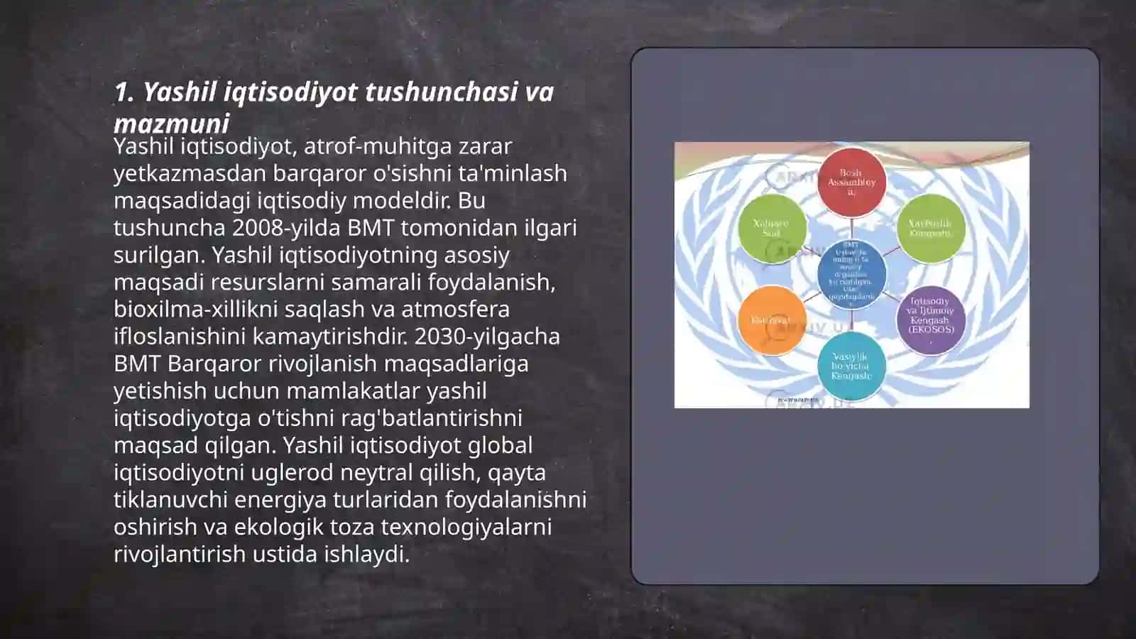 "yashil iqtisodiyot" va "yashil oʻsish" ni baholash zaruriyati 3