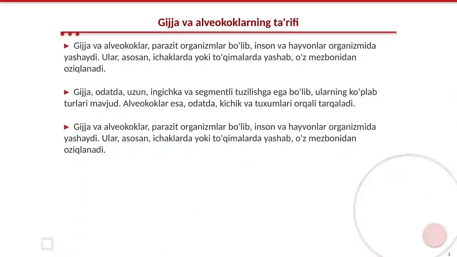 Gijja va alveokoklar 3