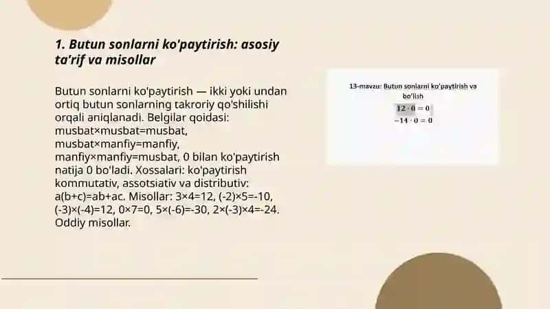 Butun sonlarni ko'paytirish 3