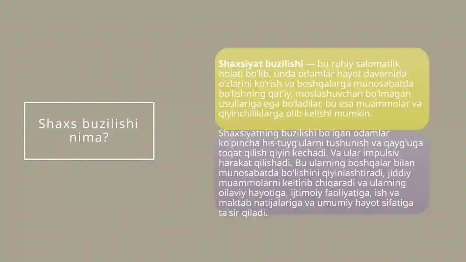 Shaxs buzilishlari 3