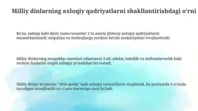 Milliy dinlarning ijtimoiy taraqqiyotga ta'siri 3