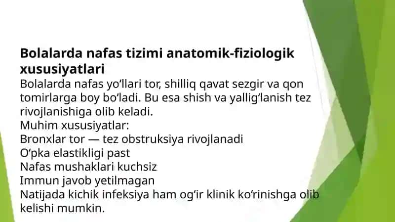 Bolalarda o'pka kasalliklarining qiyosiy tashxisotini ishlab chiqish. 3